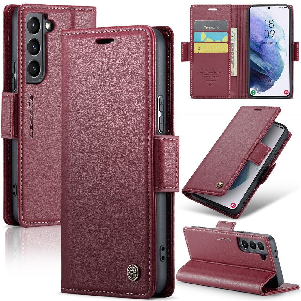 Galaxy S21 5G/4G Glänzende Wallet-Hülle – RFID-Schutz & Ständer
