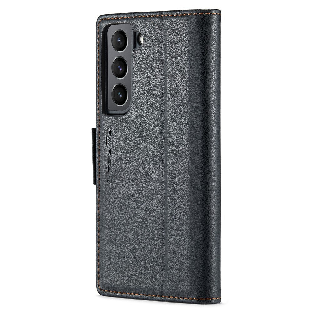 Galaxy S21 5G/4G Glänzende Wallet-Hülle – RFID-Schutz & Ständer