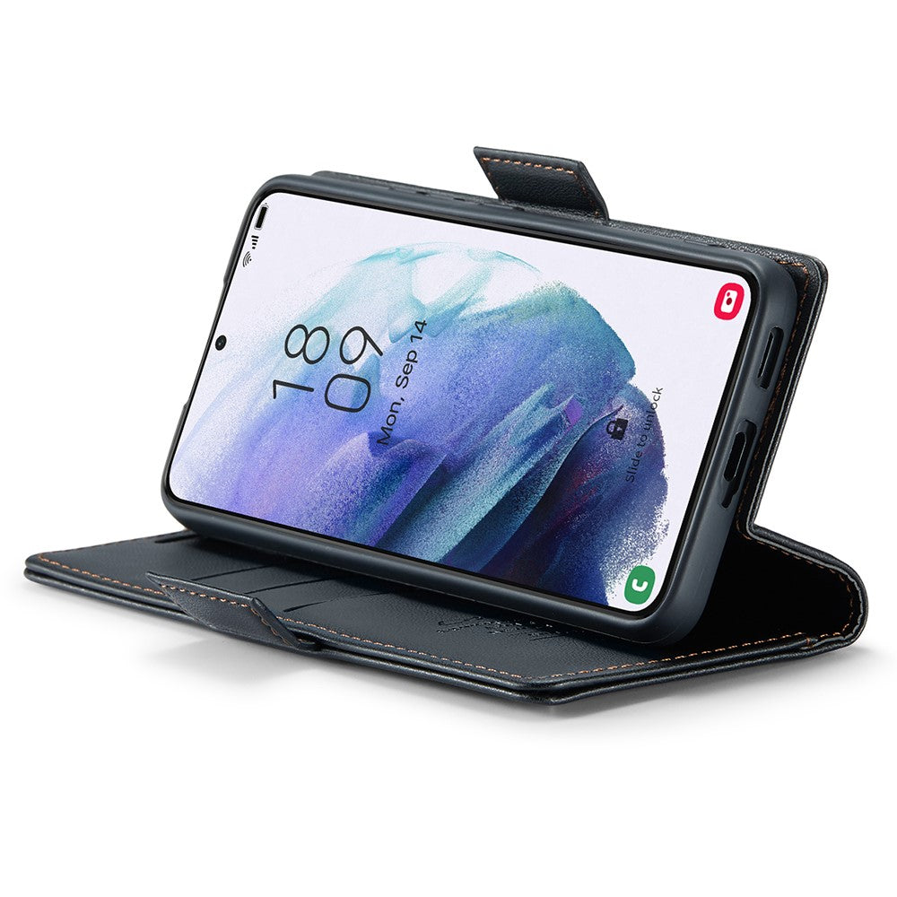 Galaxy S21 5G/4G Glänzende Wallet-Hülle – RFID-Schutz & Ständer