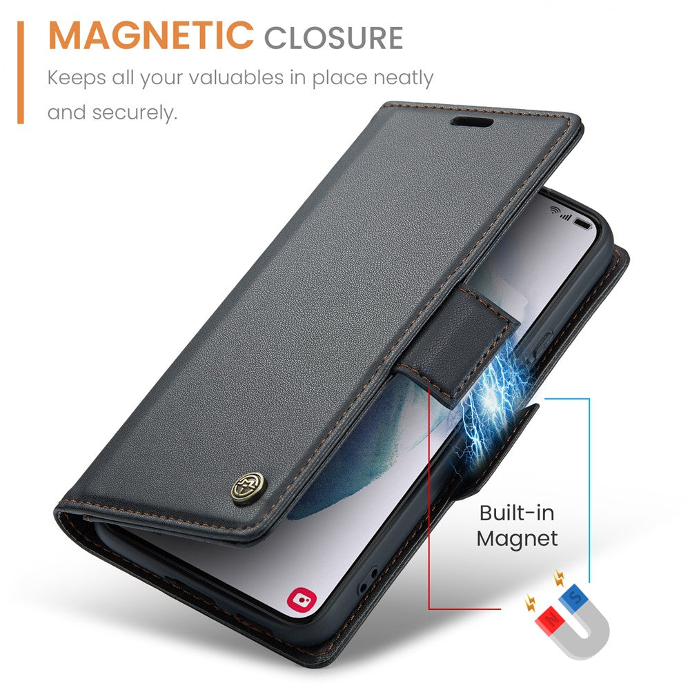 Galaxy S21 5G/4G Glänzende Wallet-Hülle – RFID-Schutz & Ständer