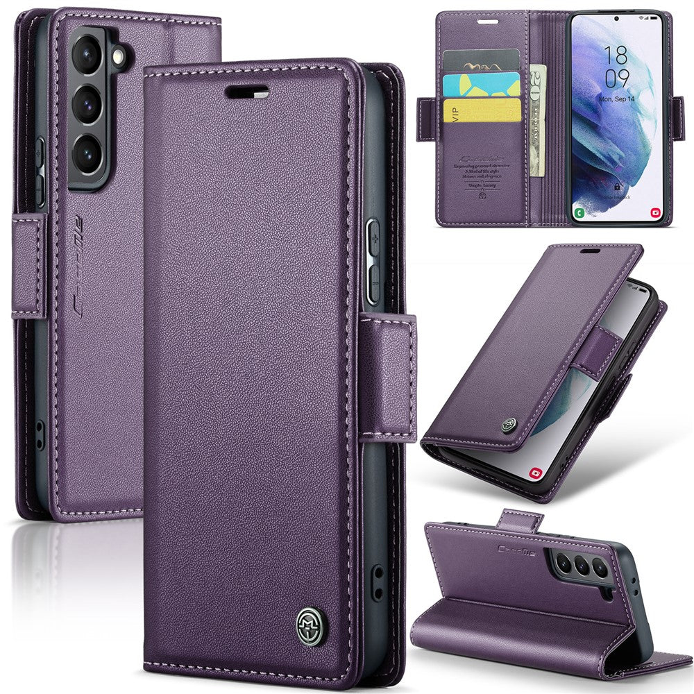 Galaxy S21 5G/4G Glänzende Wallet-Hülle – RFID-Schutz & Ständer
