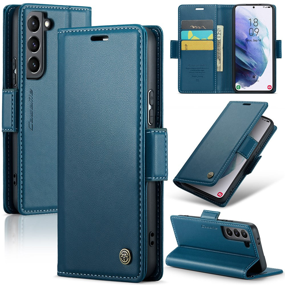 Galaxy S21 5G/4G Glänzende Wallet-Hülle – RFID-Schutz & Ständer