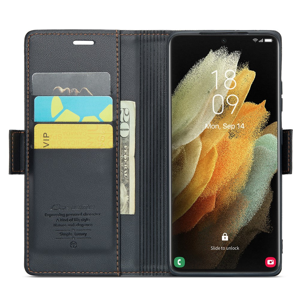 Galaxy S21 Ultra 5G Glänzende Wallet-Hülle – RFID-Schutz & Ständer