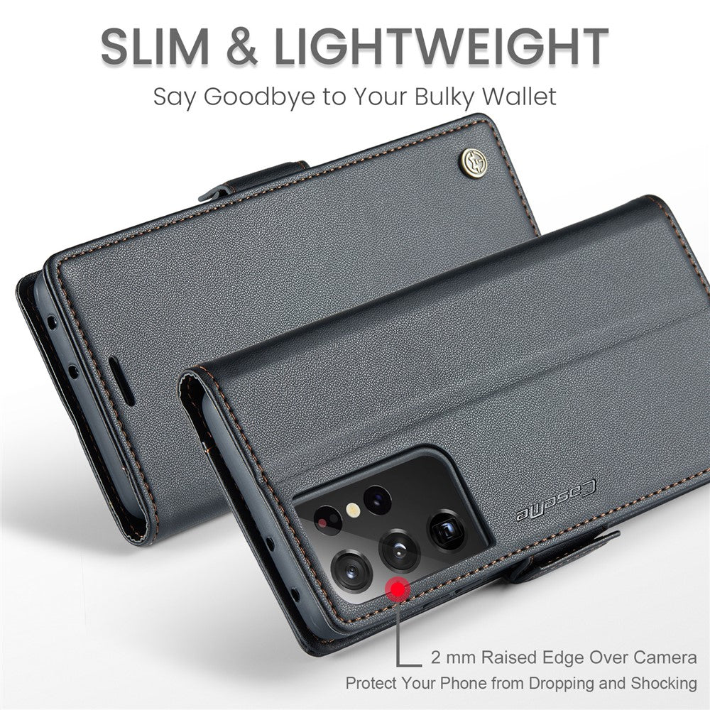 Galaxy S21 Ultra 5G Glänzende Wallet-Hülle – RFID-Schutz & Ständer