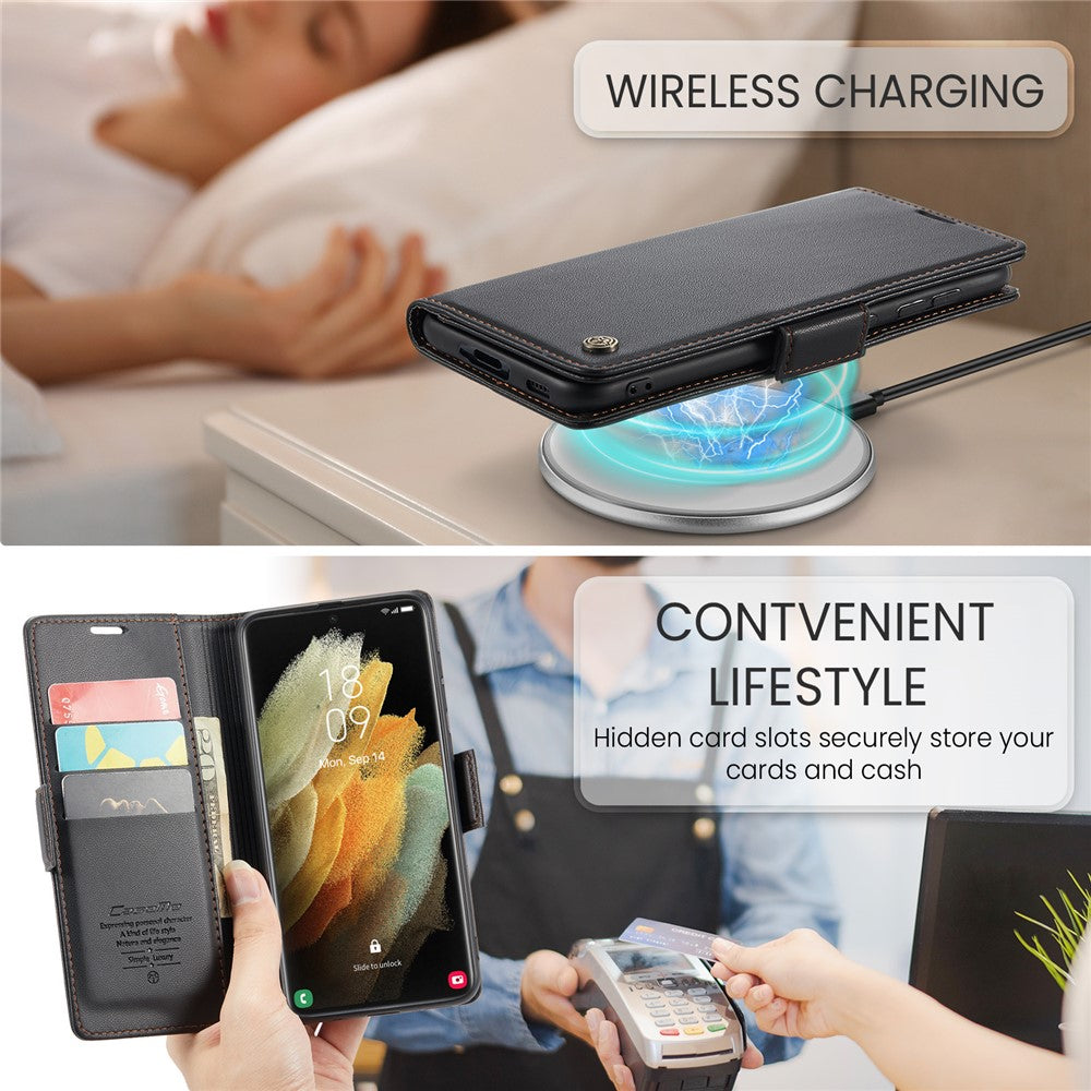 Galaxy S21 Ultra 5G Glänzende Wallet-Hülle – RFID-Schutz & Ständer