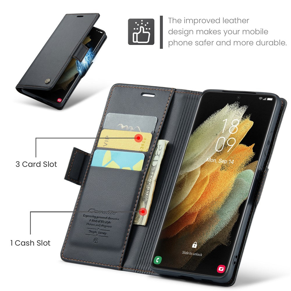 Galaxy S21 Ultra 5G Glänzende Wallet-Hülle – RFID-Schutz & Ständer
