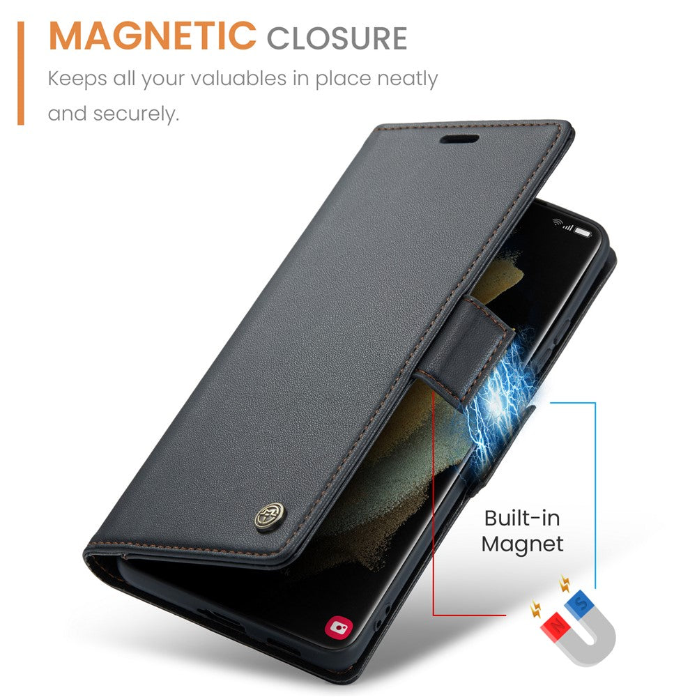Galaxy S21 Ultra 5G Glänzende Wallet-Hülle – RFID-Schutz & Ständer