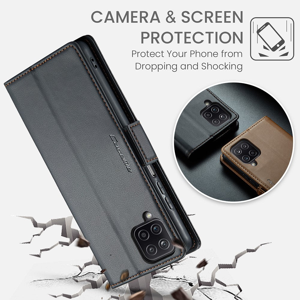 Galaxy A12 Glänzende Wallet-Hülle – RFID-Schutz & Ständer