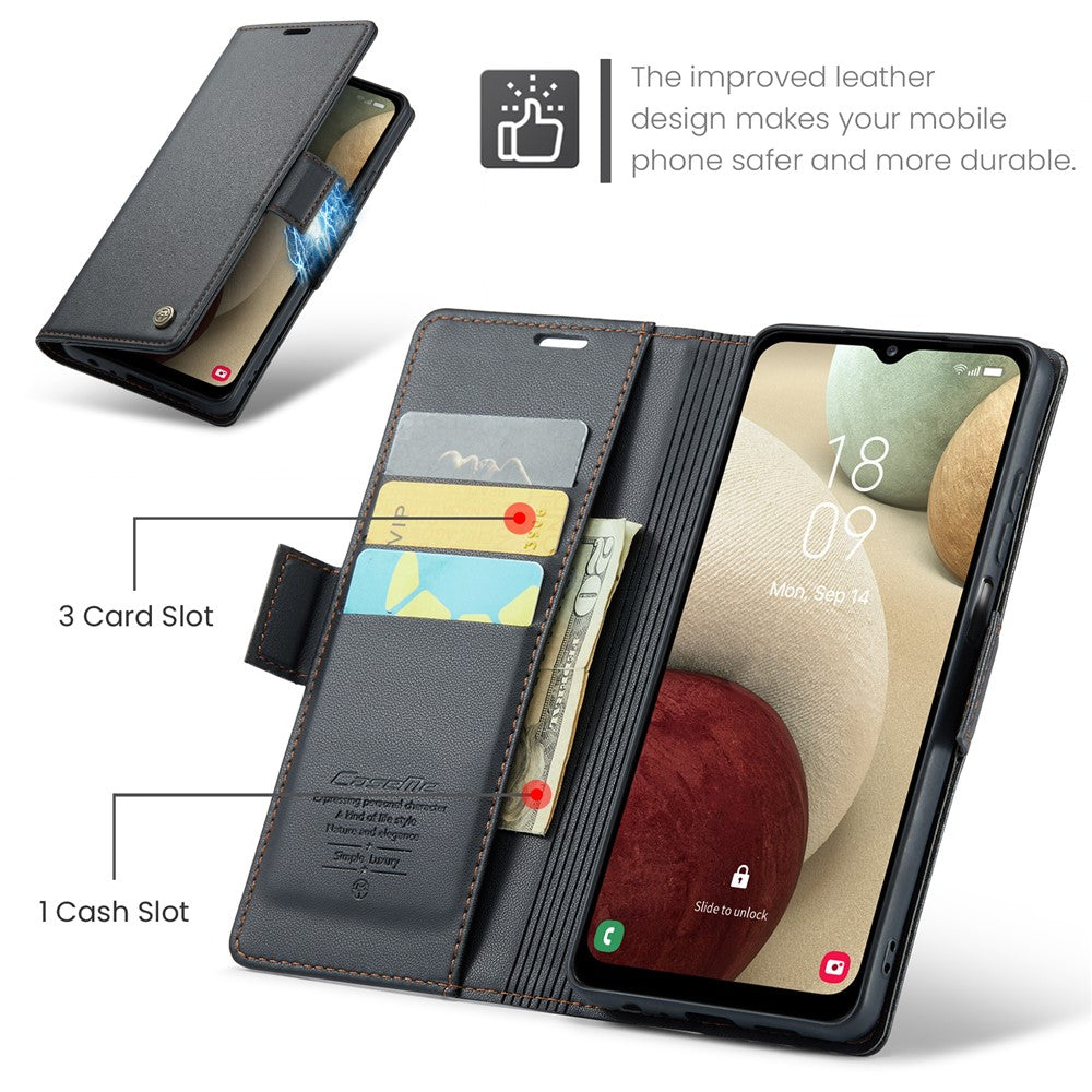 Galaxy A12 Glänzende Wallet-Hülle – RFID-Schutz & Ständer