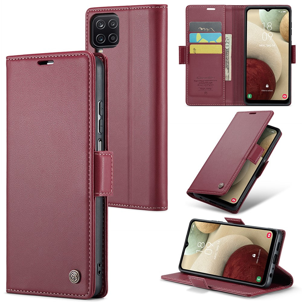 Galaxy A12 Glänzende Wallet-Hülle – RFID-Schutz & Ständer