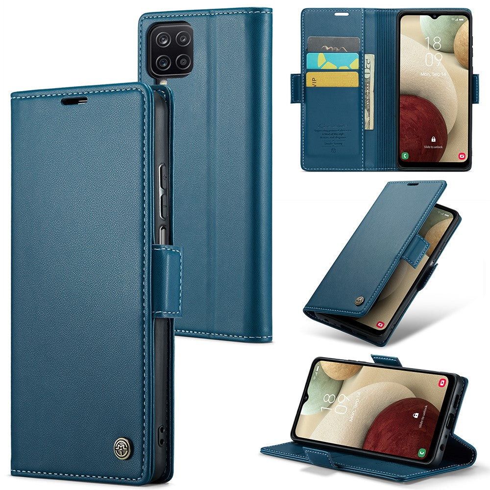 Galaxy A12 Glänzende Wallet-Hülle – RFID-Schutz & Ständer