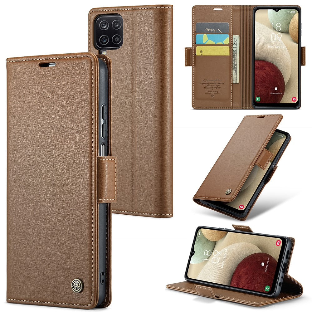 Galaxy A12 Glänzende Wallet-Hülle – RFID-Schutz & Ständer