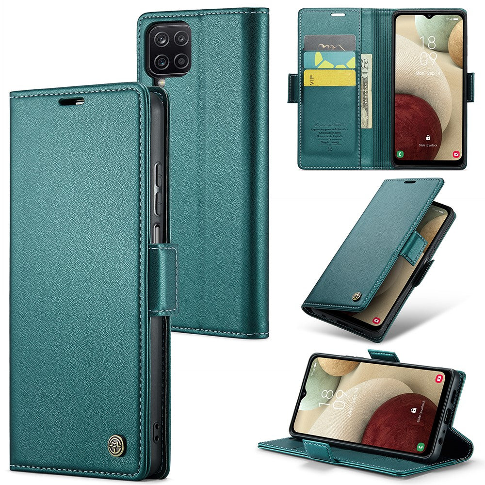 Galaxy A12 Glänzende Wallet-Hülle – RFID-Schutz & Ständer