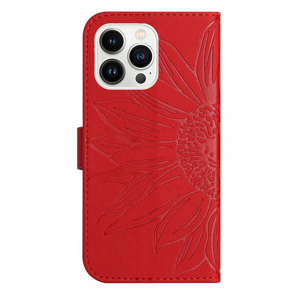iPhone 15 Pro Max Wallet-Hülle – Sonnenblume aufgedruckt, mit Ständer & Riemen