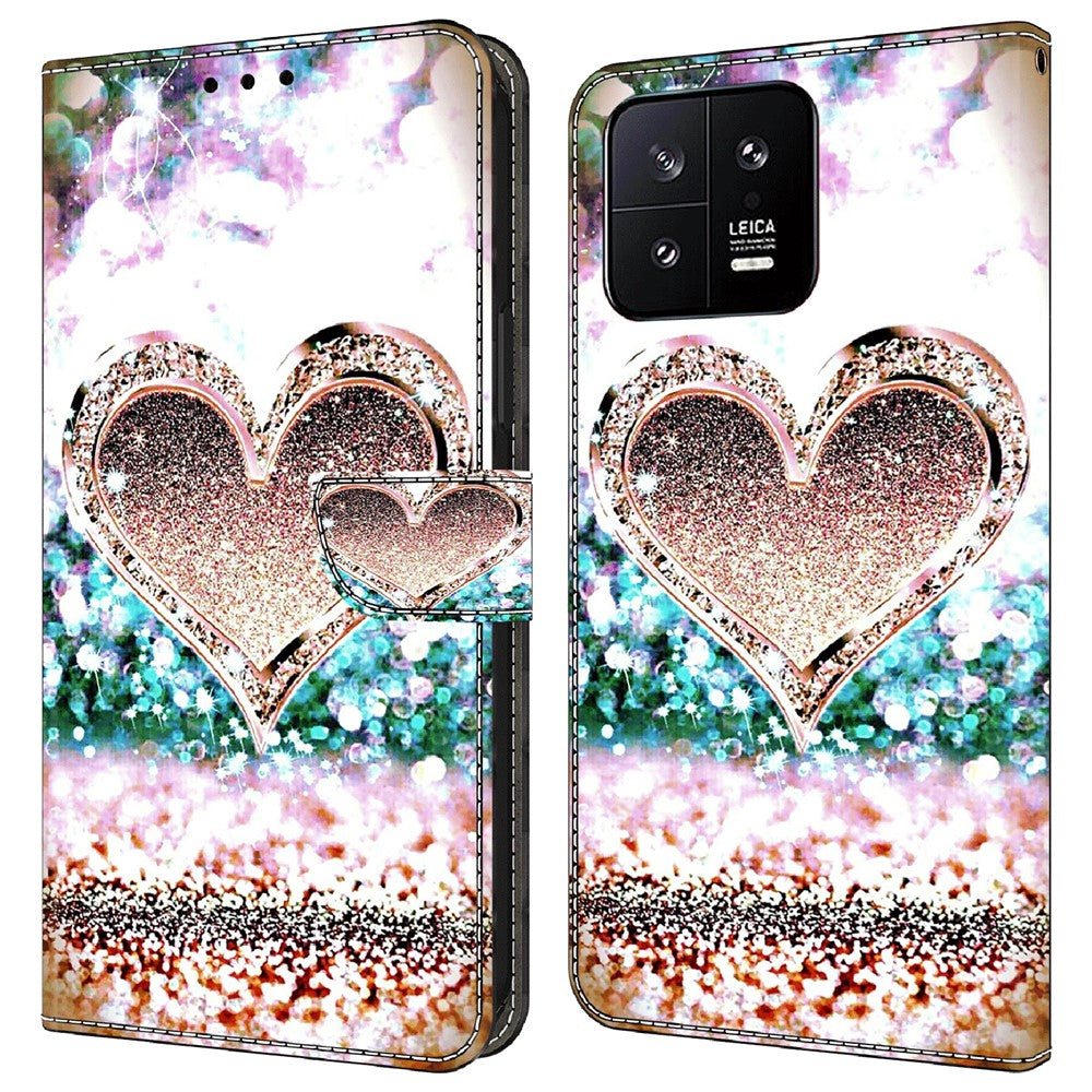 For Xiaomi 13 3D Pattern Printing Wallet Case PU Leather Stand Flip Protective Phone Cover