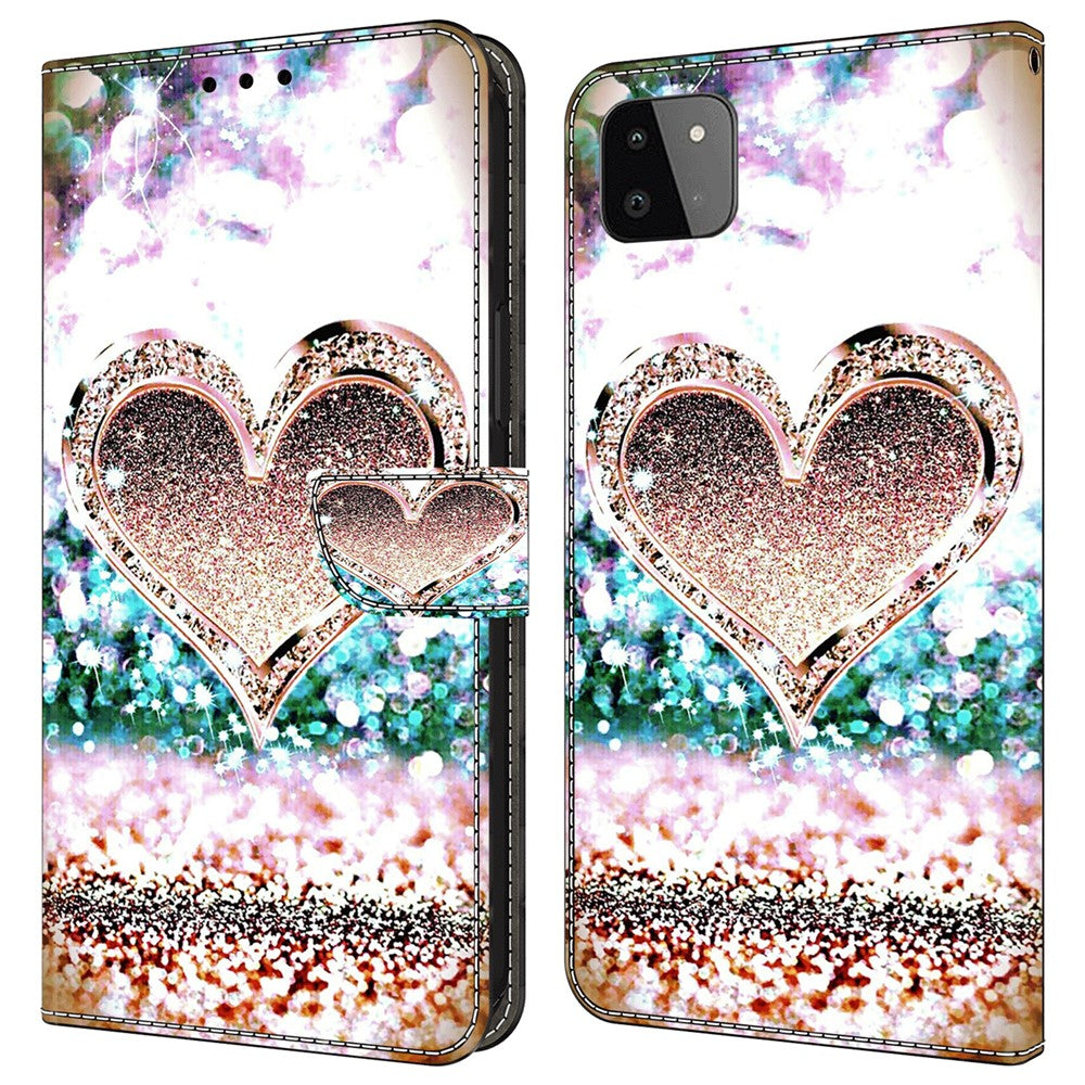 Galaxy A22 5G Wallet-Hülle – Mit 3D-Muster, Kartenfächer & Ständer