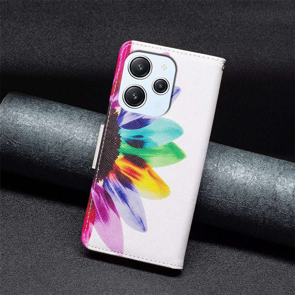 For Xiaomi Redmi 12 4G Pattern Printing PU Leather Cover Anti-drop Wallet Stand Phone Case