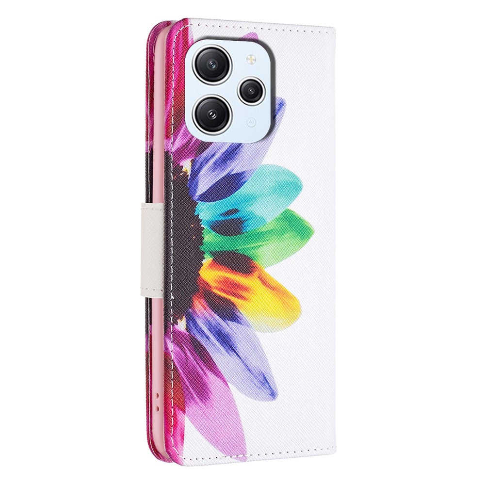 For Xiaomi Redmi 12 4G Pattern Printing PU Leather Cover Anti-drop Wallet Stand Phone Case