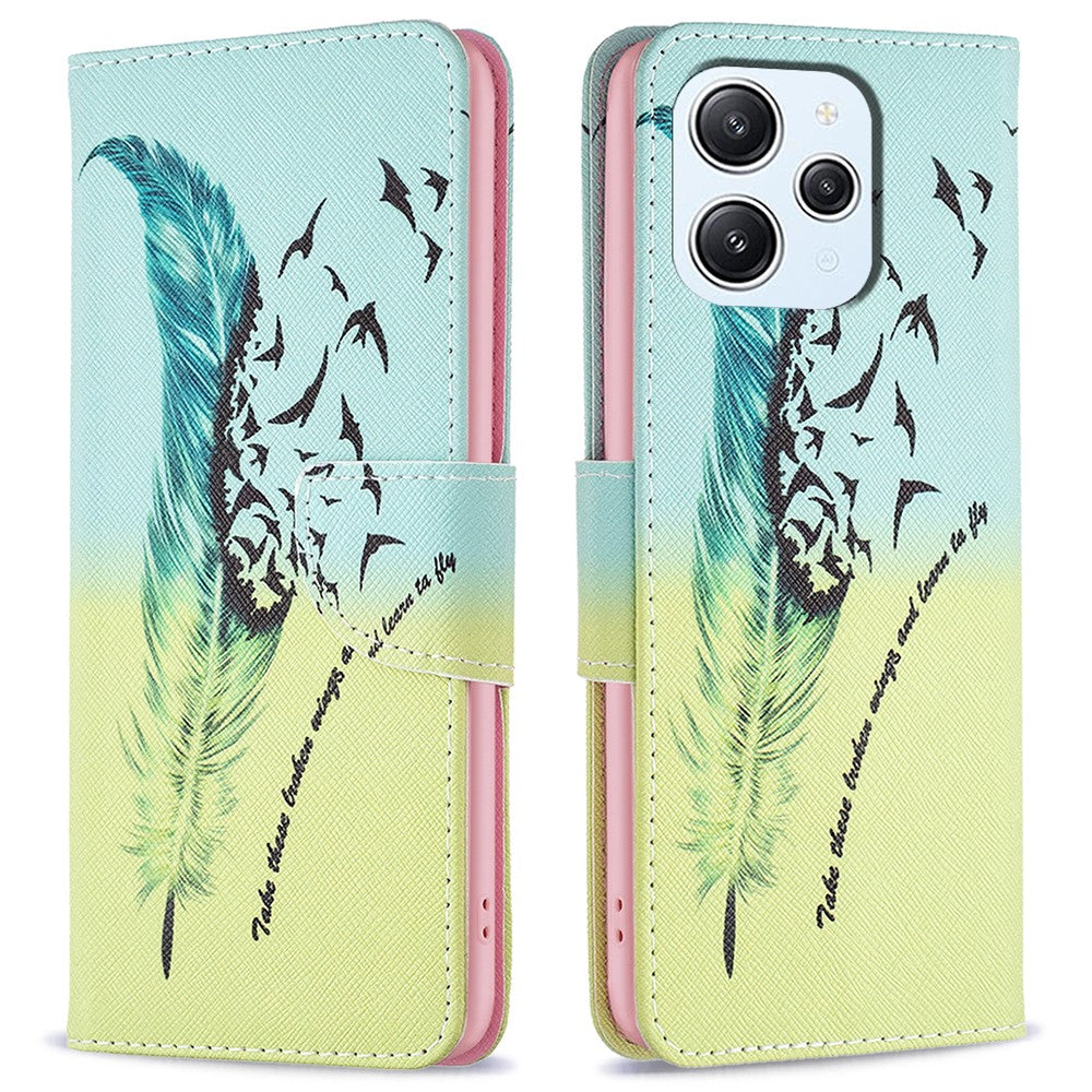 For Xiaomi Redmi 12 4G Pattern Printing PU Leather Cover Anti-drop Wallet Stand Phone Case