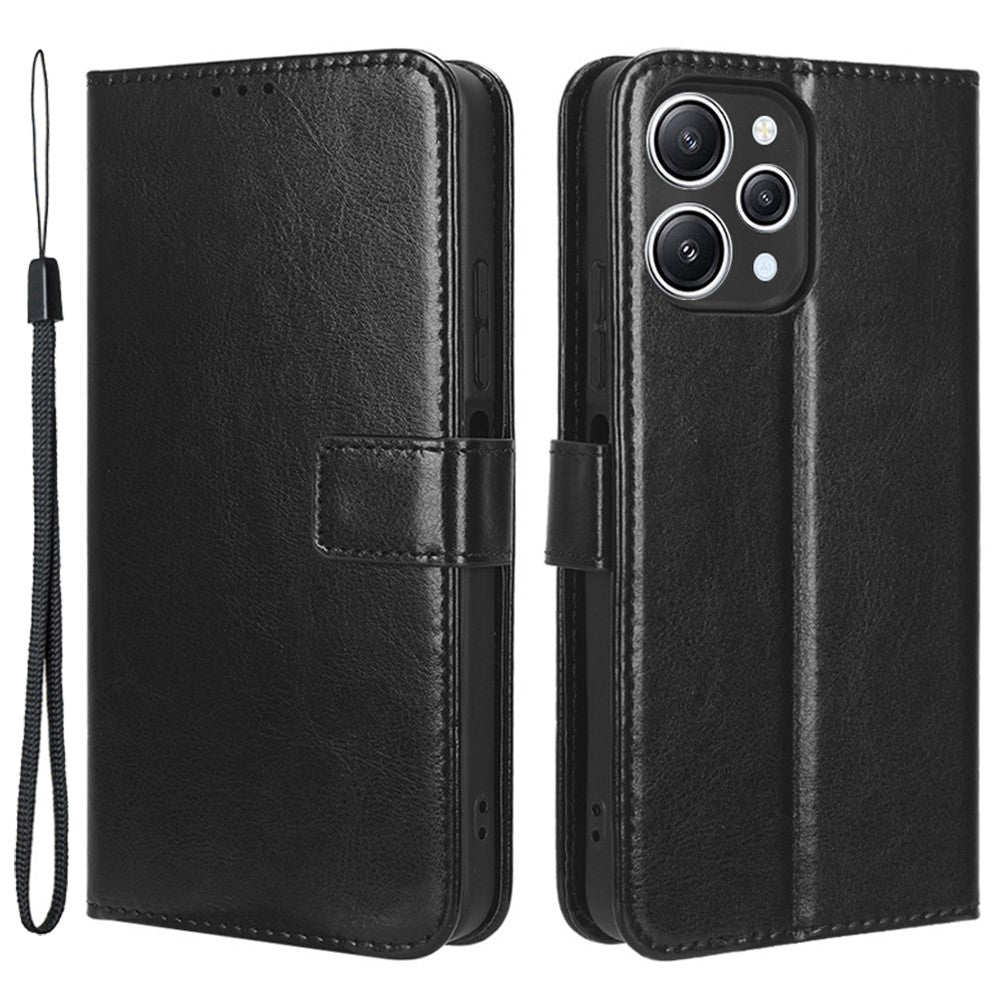 For Xiaomi Redmi 12 4G / 12 5G (Global) / Note 12R 5G / Poco M6 Pro 5G Phone Case Crazy Horse Texture PU Leather Folio Flip Stand Wallet Cover