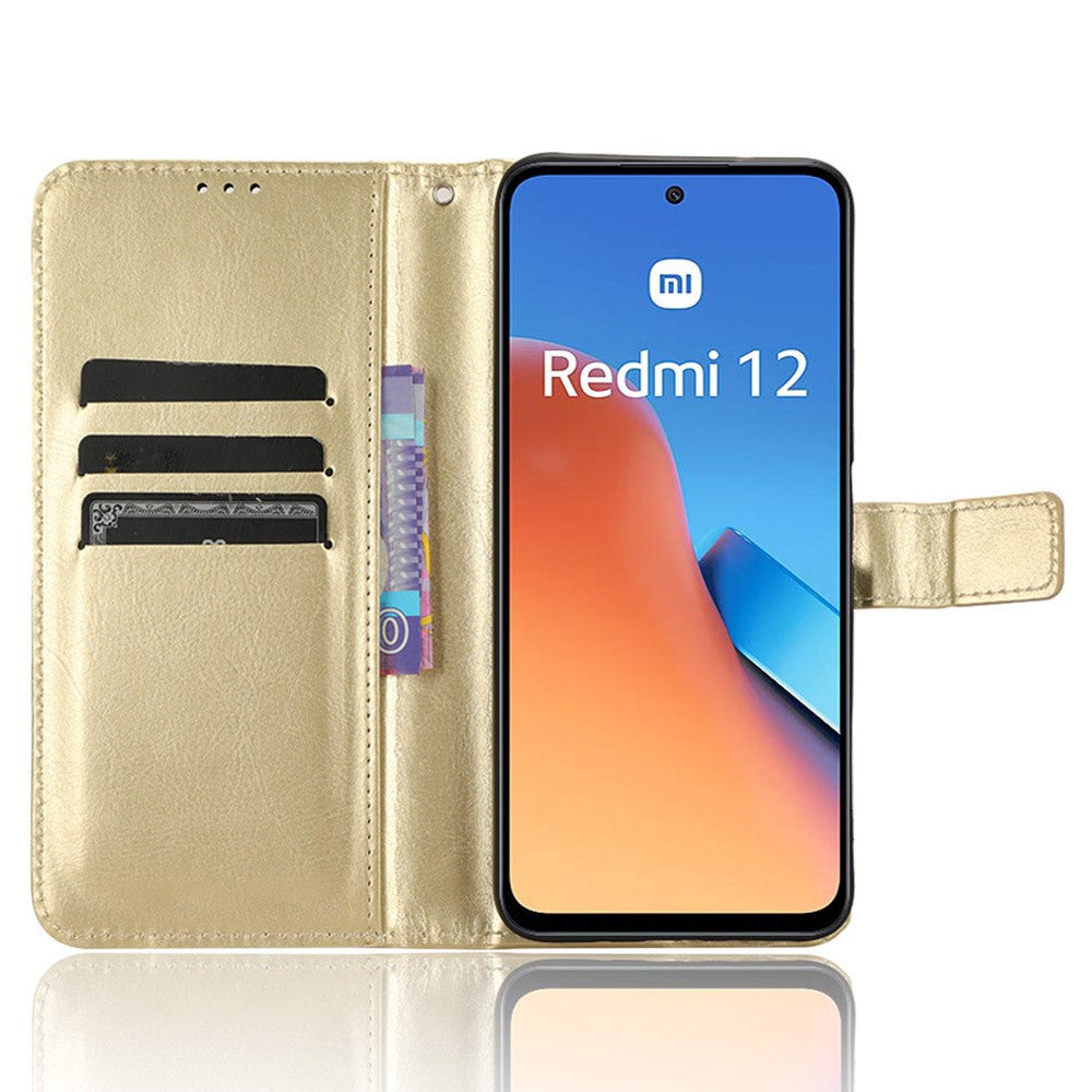 For Xiaomi Redmi 12 4G / 12 5G (Global) / Note 12R 5G / Poco M6 Pro 5G Phone Case Crazy Horse Texture PU Leather Folio Flip Stand Wallet Cover