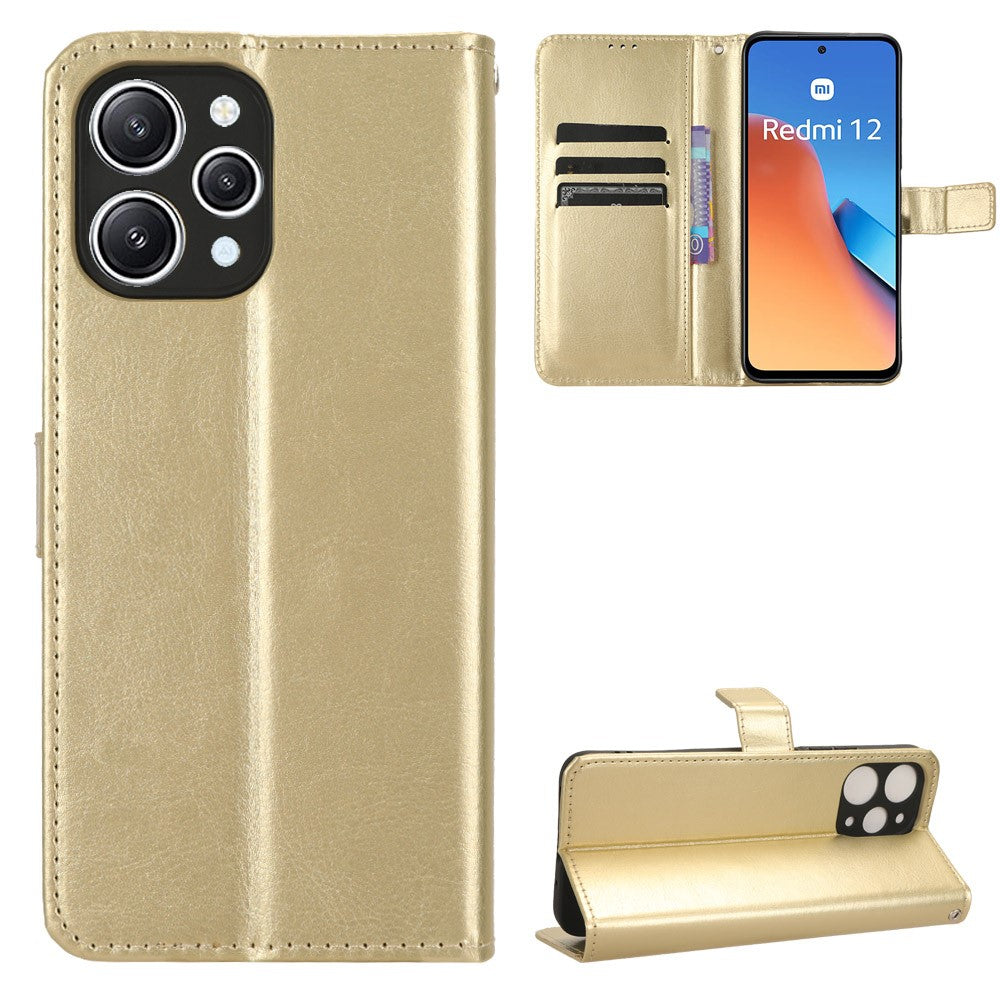 For Xiaomi Redmi 12 4G / 12 5G (Global) / Note 12R 5G / Poco M6 Pro 5G Phone Case Crazy Horse Texture PU Leather Folio Flip Stand Wallet Cover
