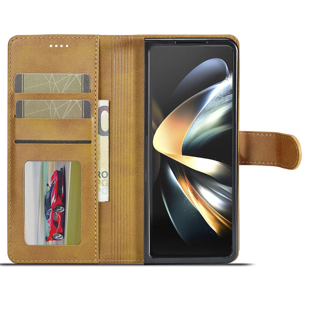LC.IMEEKE For Samsung Galaxy Z Fold5 5G Wallet Leather Phone Case Stand Calf Texture Phone Cover