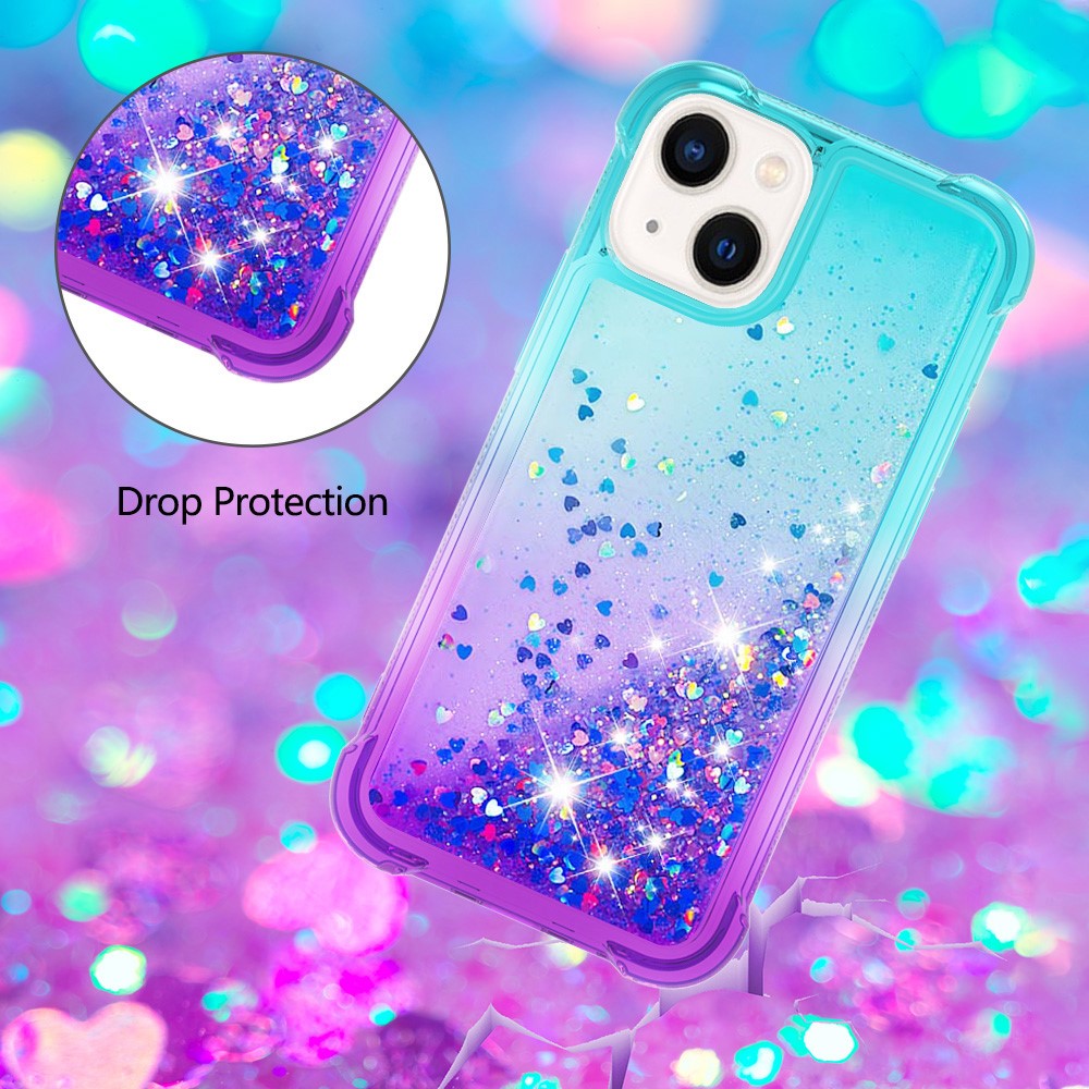 iPhone 15 Plus Glitter-Hülle – Farbverlauf mit funkelndem Puder