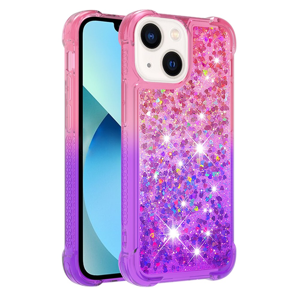 iPhone 15 Glitter-Hülle – Farbverlauf mit funkelndem Puder