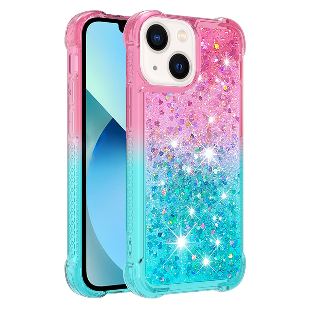iPhone 15 Glitter-Hülle – Farbverlauf mit funkelndem Puder