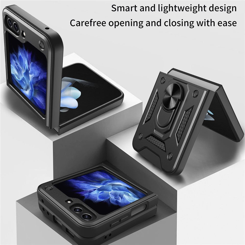 Kickstand Phone Case for Samsung Galaxy Z Flip5 5G , PC+TPU Magnetic Car Mount Phone Cover