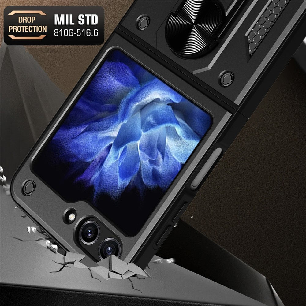 Kickstand Phone Case for Samsung Galaxy Z Flip5 5G , PC+TPU Magnetic Car Mount Phone Cover