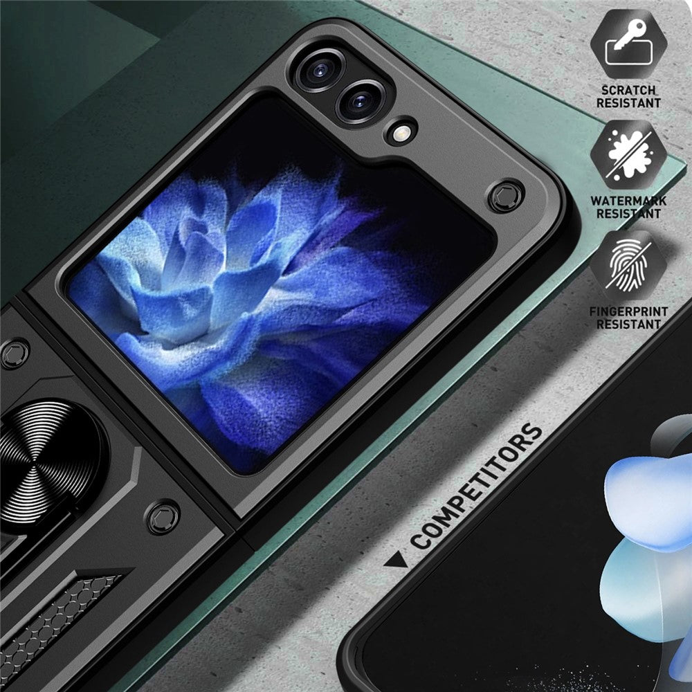 Kickstand Phone Case for Samsung Galaxy Z Flip5 5G , PC+TPU Magnetic Car Mount Phone Cover