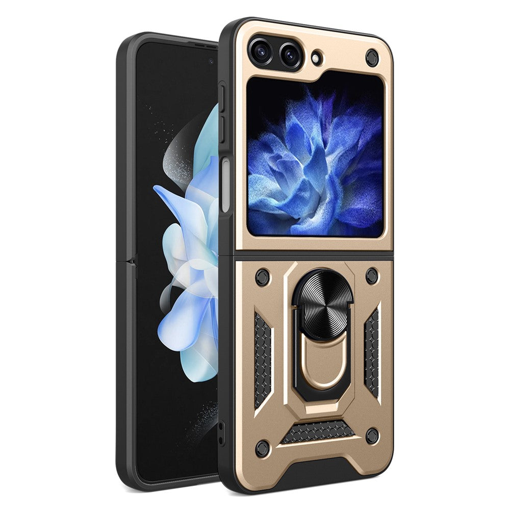 Kickstand Phone Case for Samsung Galaxy Z Flip5 5G , PC+TPU Magnetic Car Mount Phone Cover