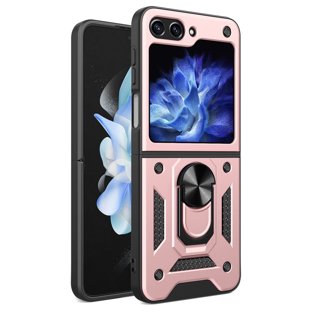 Kickstand Phone Case for Samsung Galaxy Z Flip5 5G , PC+TPU Magnetic Car Mount Phone Cover