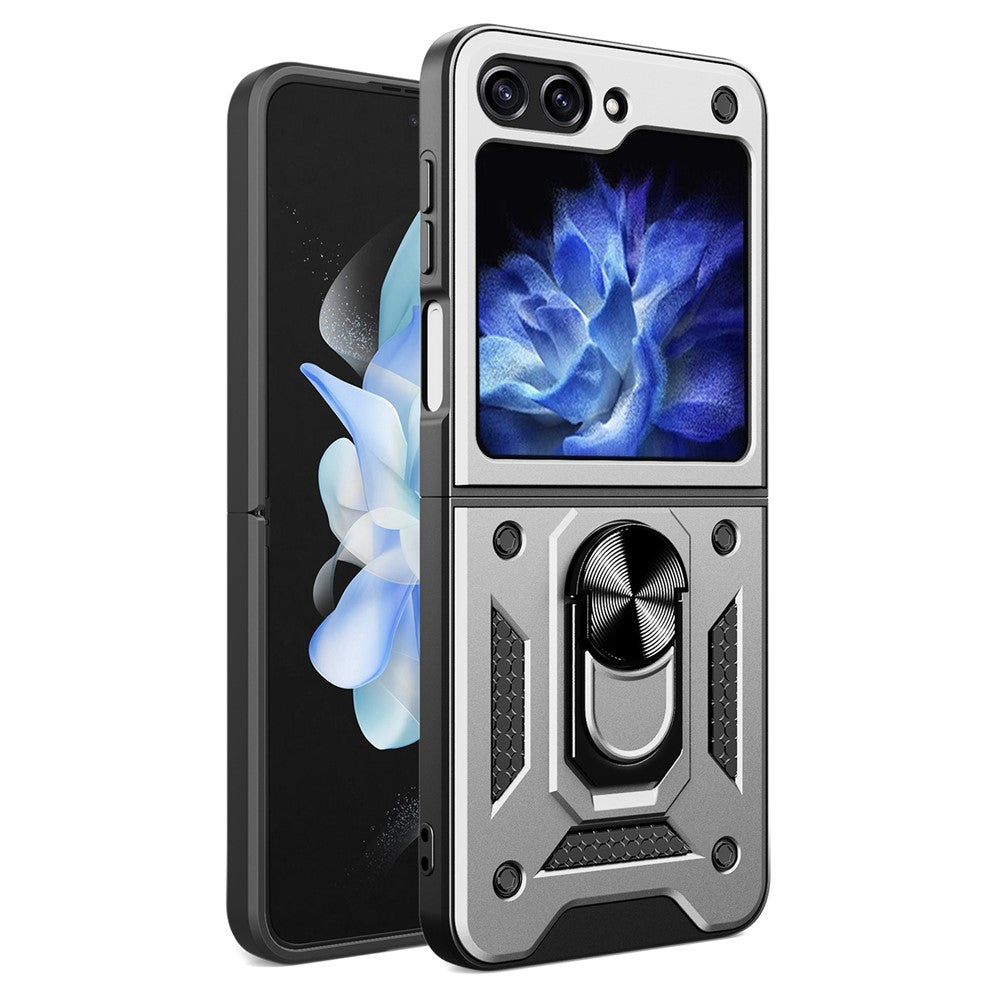 Kickstand Phone Case for Samsung Galaxy Z Flip5 5G , PC+TPU Magnetic Car Mount Phone Cover