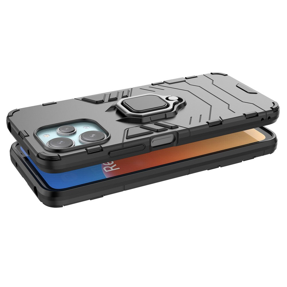 For Xiaomi Redmi 12 4G Drop-Proof Shell Ring Holder Kickstand Protective Cover TPU + PC Phone Case
