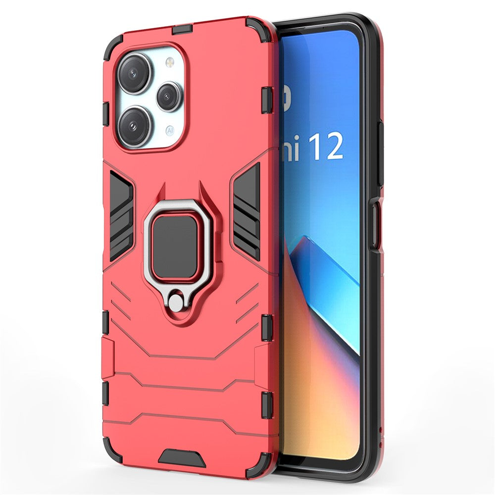 For Xiaomi Redmi 12 4G Drop-Proof Shell Ring Holder Kickstand Protective Cover TPU + PC Phone Case