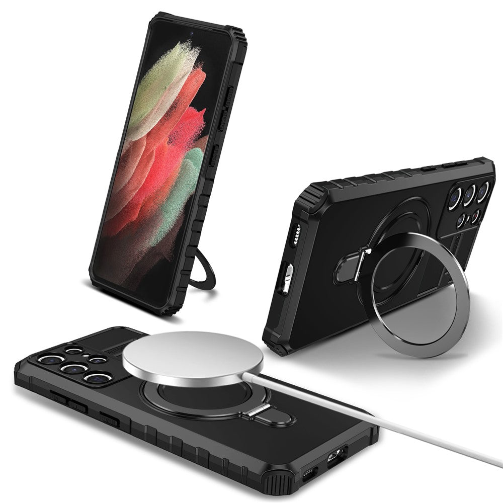 Galaxy S21 Ultra 5G Magnet-Hülle – Stoßfest & Mit Ständer