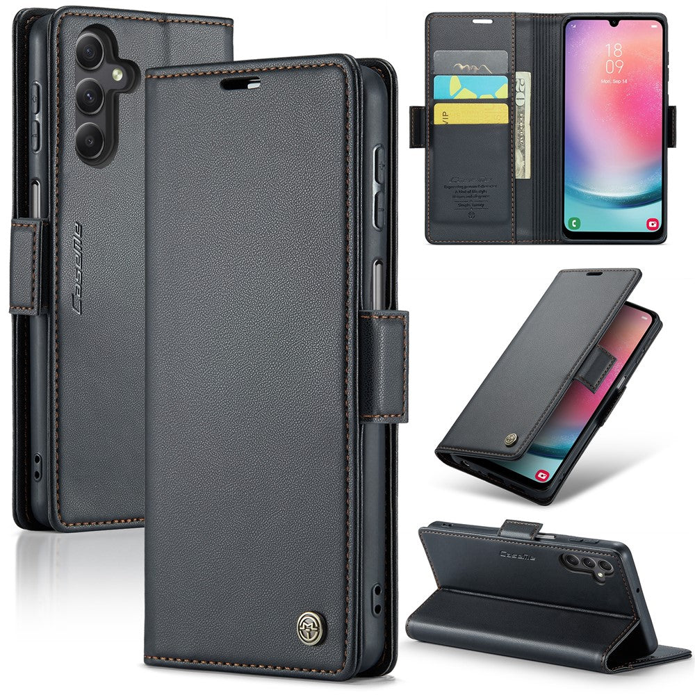 Galaxy A24 4G Glänzende Wallet-Hülle – RFID-Schutz & Ständer