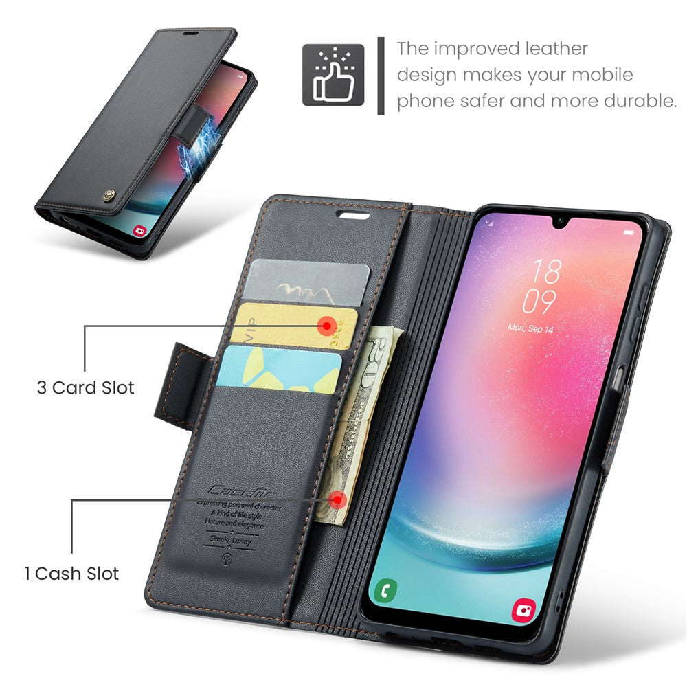 Galaxy A24 4G Glänzende Wallet-Hülle – RFID-Schutz & Ständer