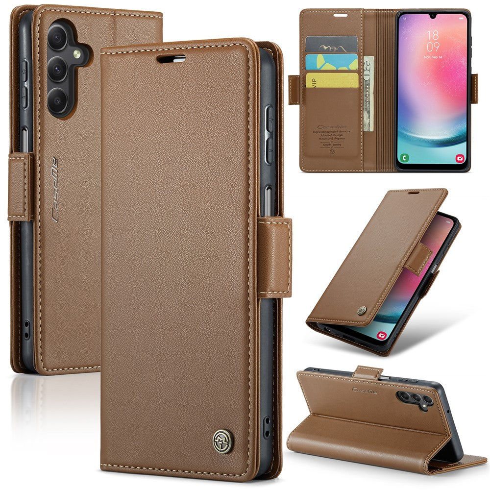 Galaxy A24 4G Glänzende Wallet-Hülle – RFID-Schutz & Ständer