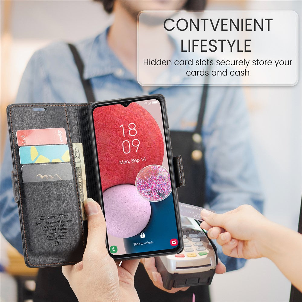 Galaxy A13 4G/5G / A04s 4G / A04 4G / M13 5G Glänzende Wallet-Hülle – RFID-Schutz & Ständer