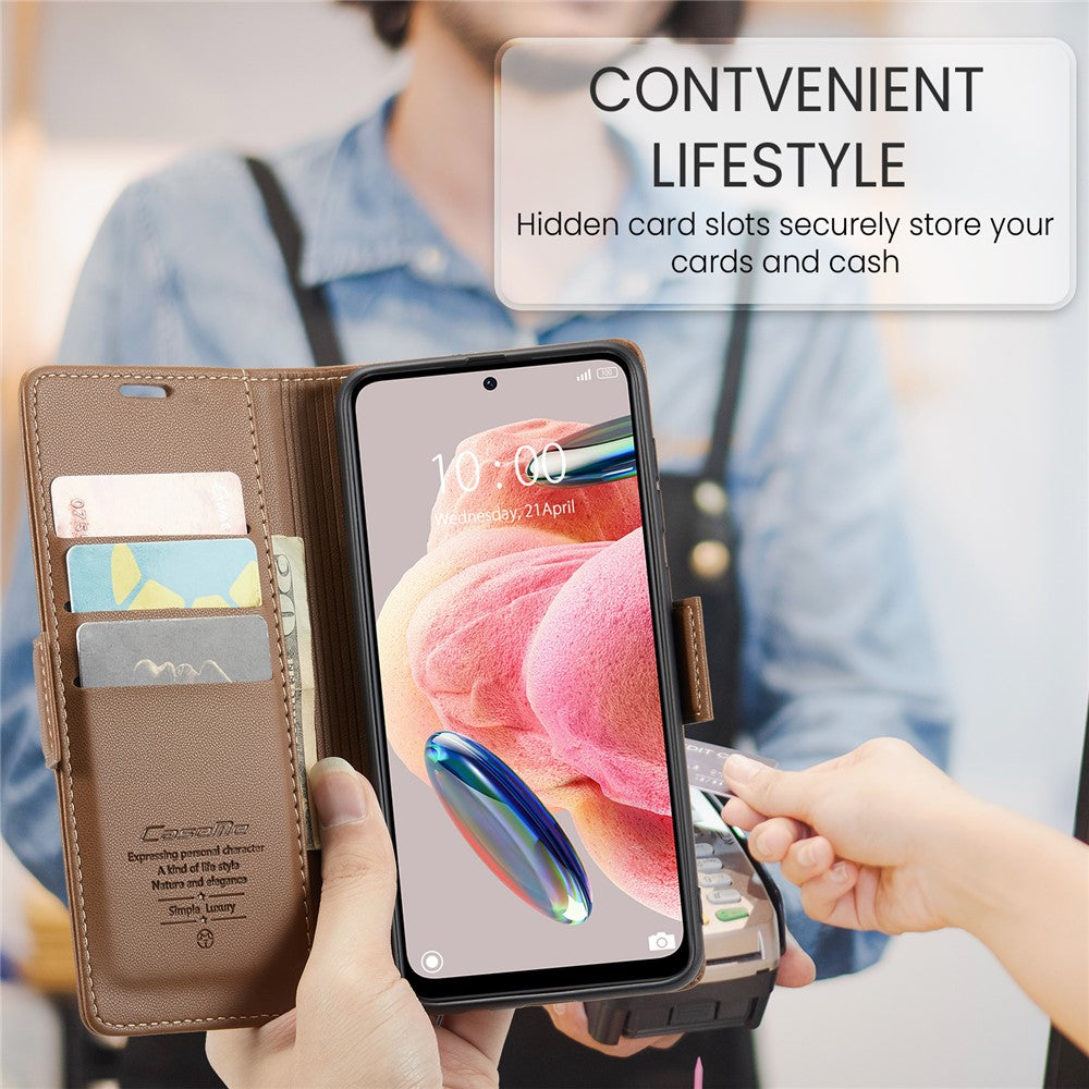 For Xiaomi Redmi Note 12 4G Leather Case CASEME 023 RFID Blocking 3 Card Slot Mobile Cover