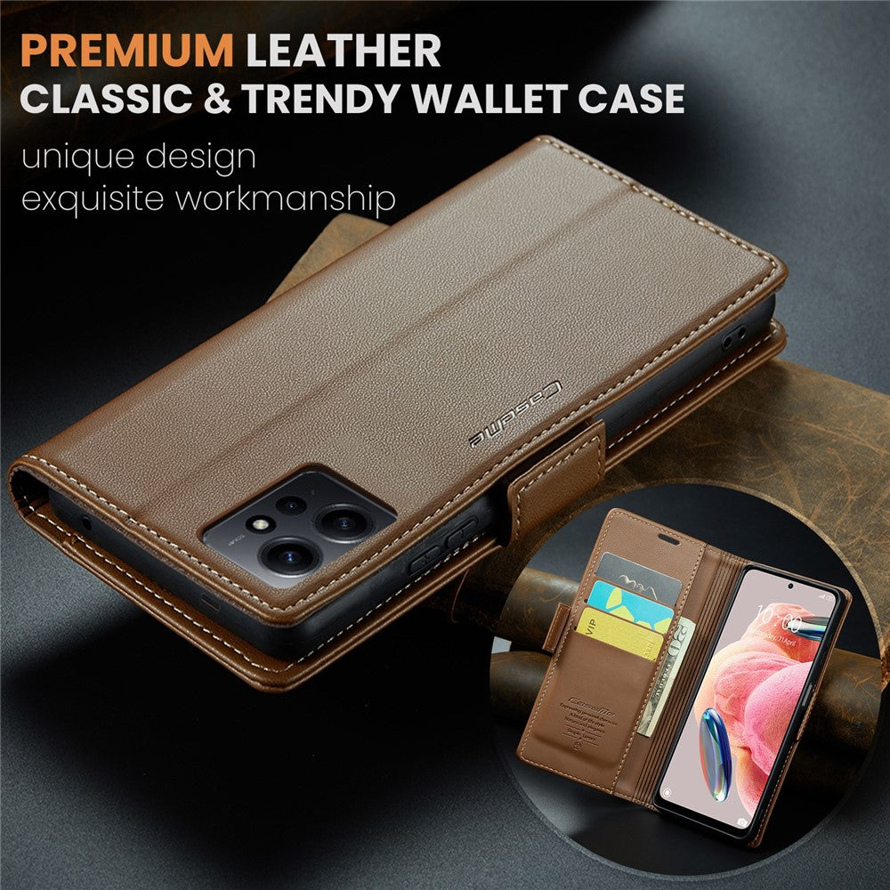 For Xiaomi Redmi Note 12 4G Leather Case CASEME 023 RFID Blocking 3 Card Slot Mobile Cover