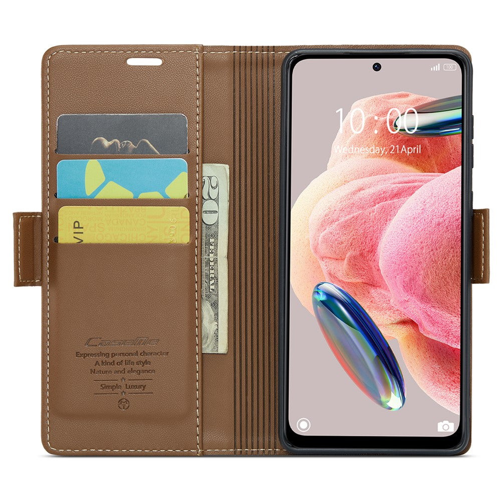 For Xiaomi Redmi Note 12 4G Leather Case CASEME 023 RFID Blocking 3 Card Slot Mobile Cover