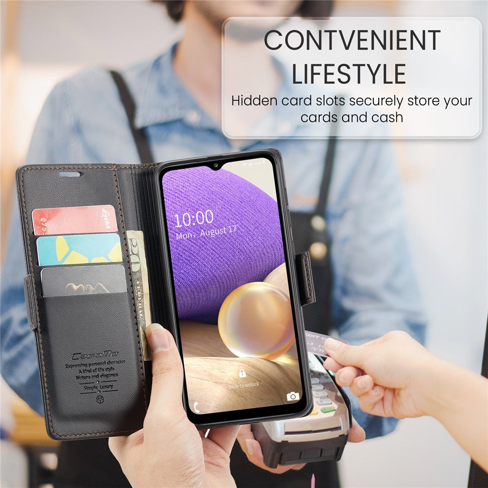 Galaxy A32 5G / M32 5G Glänzende Wallet-Hülle – RFID-Schutz & Ständer
