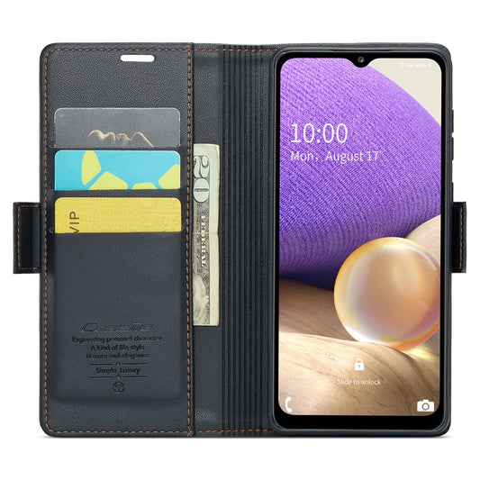 Galaxy A32 5G / M32 5G Glänzende Wallet-Hülle – RFID-Schutz & Ständer