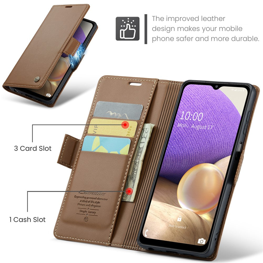 Galaxy A32 5G / M32 5G Glänzende Wallet-Hülle – RFID-Schutz & Ständer