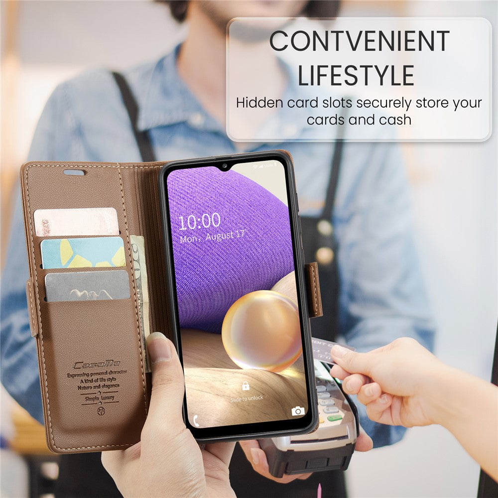 Galaxy A32 5G / M32 5G Glänzende Wallet-Hülle – RFID-Schutz & Ständer
